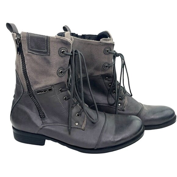 J75 Jump Mens 13 Trooper 3 Combat Tactical Boots Gray Military Biker Grunge Zip - Picture 1 of 16